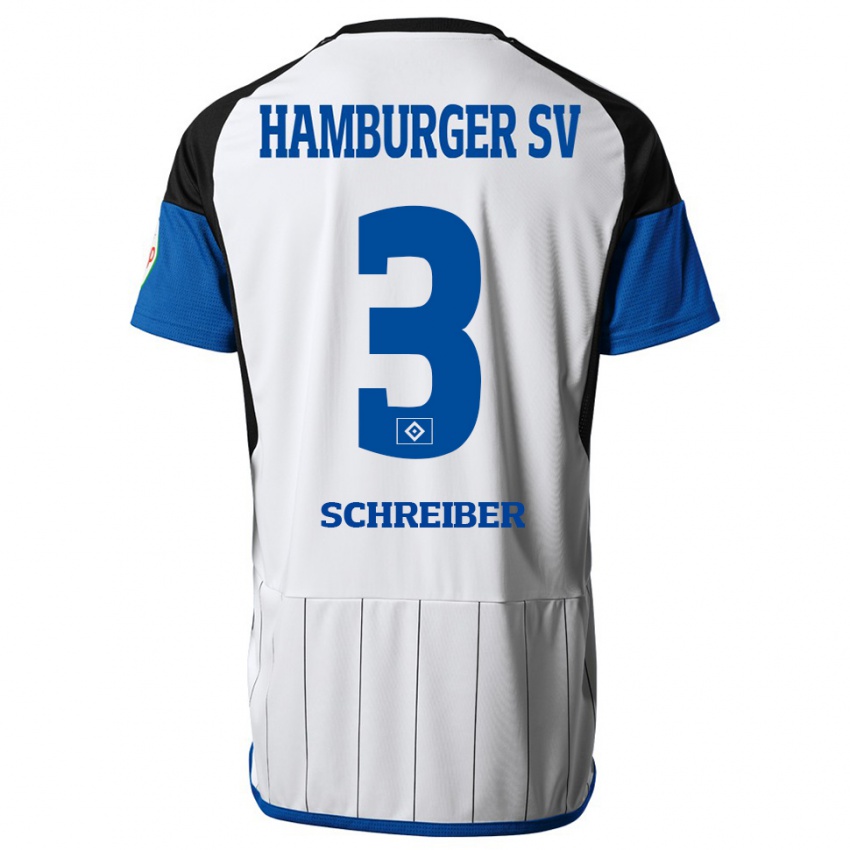 Dames David Schreiber #3 Wit Thuisshirt Thuistenue 2023/24 T-Shirt België