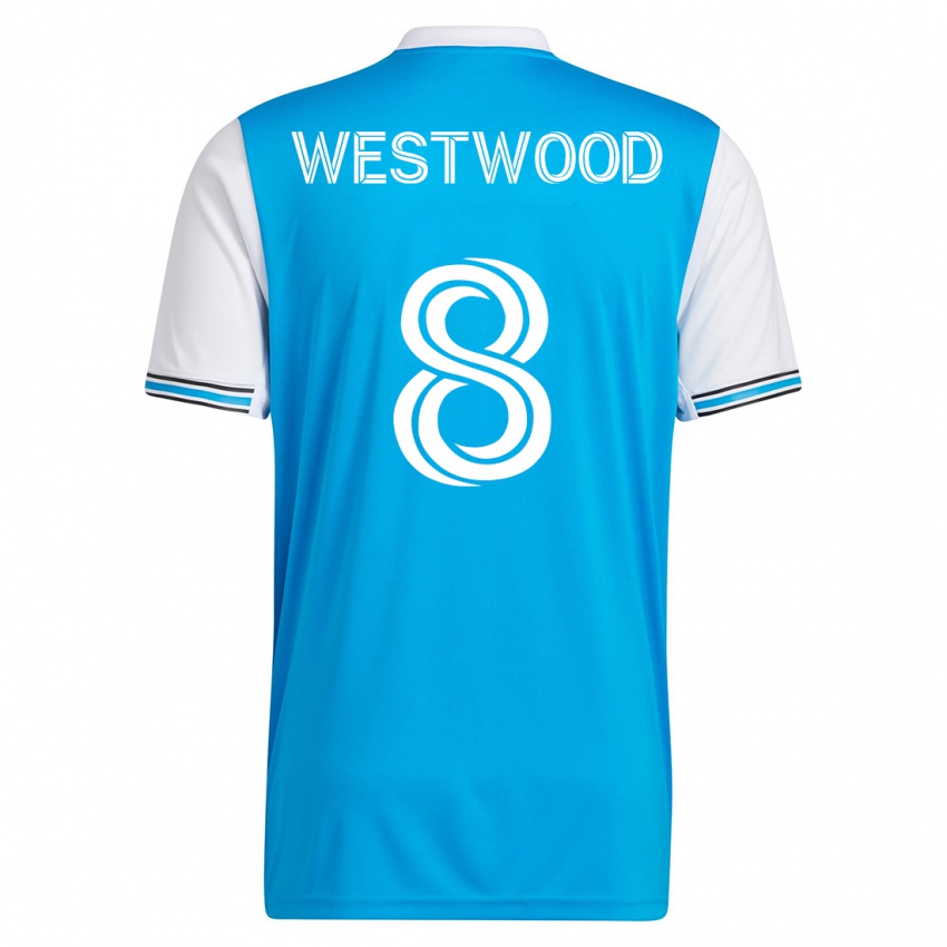 Dames Ashley Westwood #8 Blauw Thuisshirt Thuistenue 2023/24 T-Shirt België
