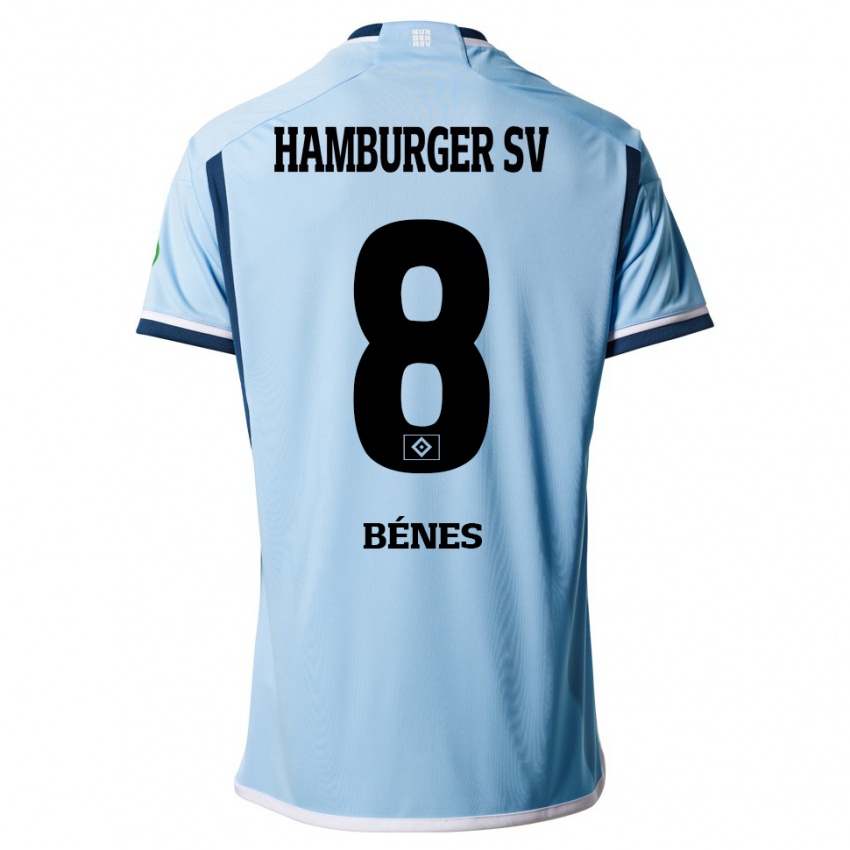 Dames Laszlo Benes #8 Blauw Uitshirt Uittenue 2023/24 T-Shirt België