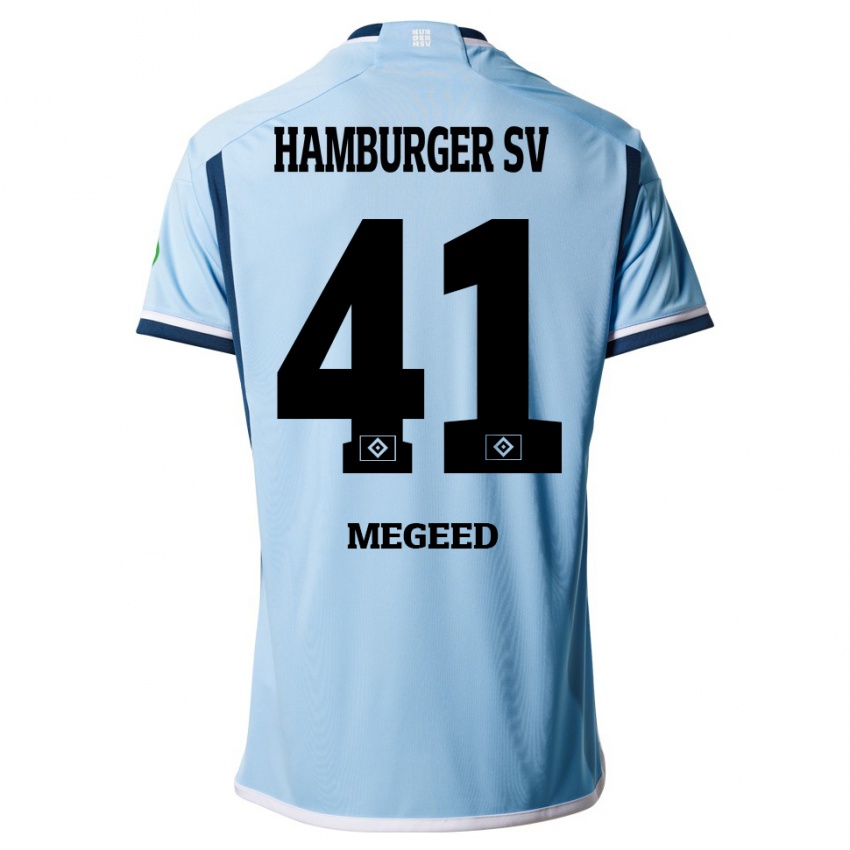 Damen Omar Megeed #41 Blau Auswärtstrikot Trikot 2023/24 T-Shirt Belgien