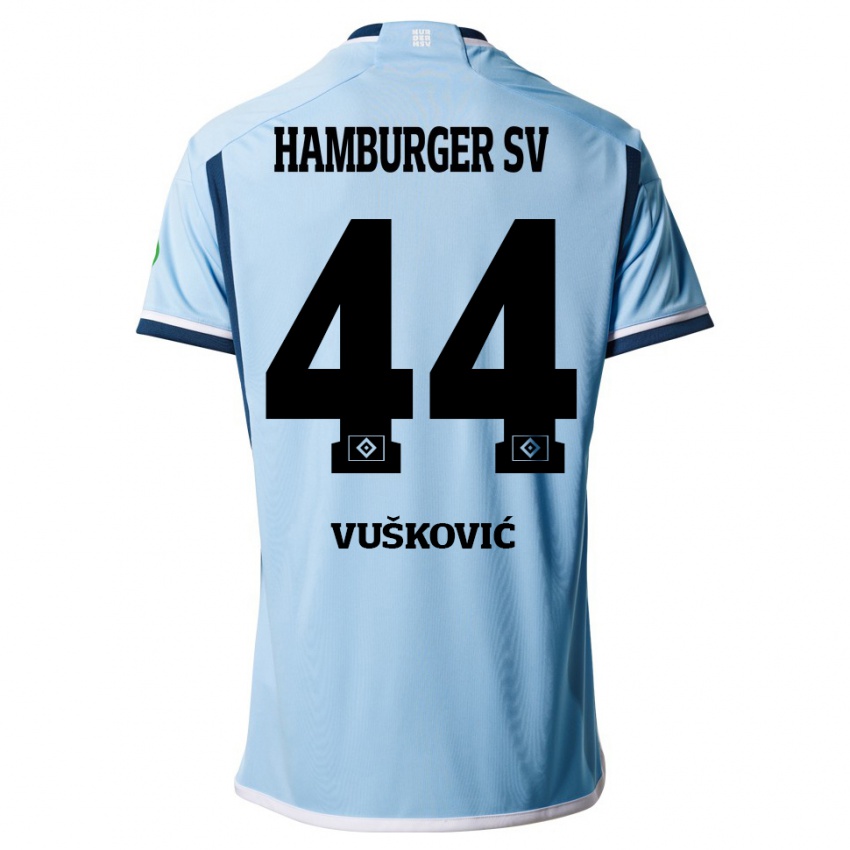 Damen Mario Vuskovic #44 Blau Auswärtstrikot Trikot 2023/24 T-Shirt Belgien