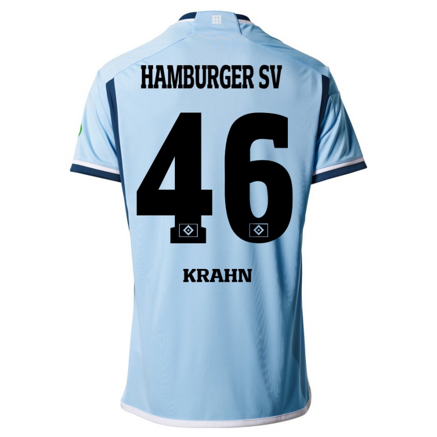 Damen Elijah Krahn #46 Blau Auswärtstrikot Trikot 2023/24 T-Shirt Belgien