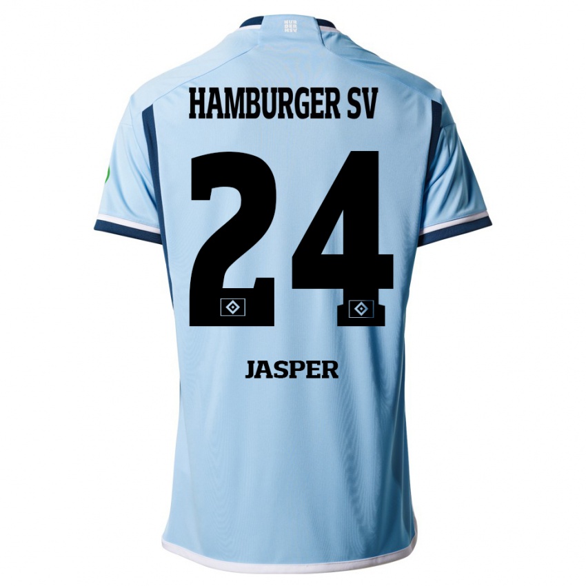 Damen Jan-Lukas Jasper #24 Blau Auswärtstrikot Trikot 2023/24 T-Shirt Belgien