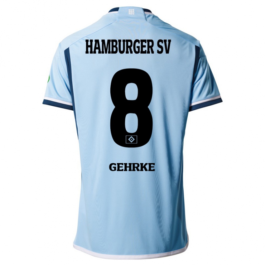 Damen Stefan Gehrke #8 Blau Auswärtstrikot Trikot 2023/24 T-Shirt Belgien