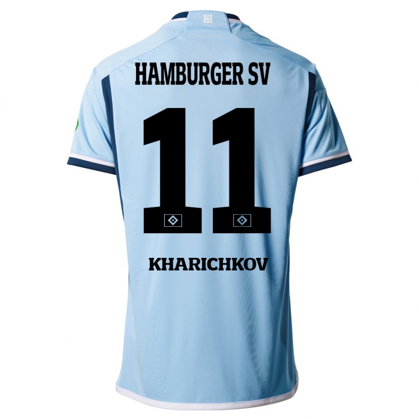 Dames Valentyn Kharichkov #11 Blauw Uitshirt Uittenue 2023/24 T-Shirt België