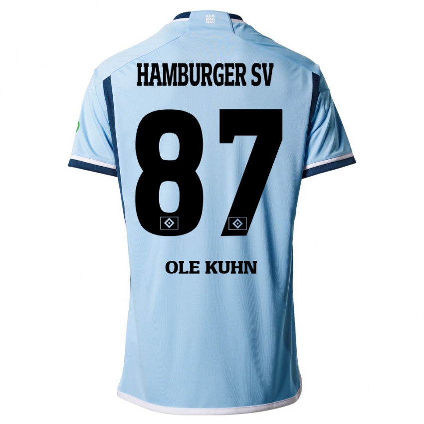 Damen Niklas Ole Kühn #87 Blau Auswärtstrikot Trikot 2023/24 T-Shirt Belgien