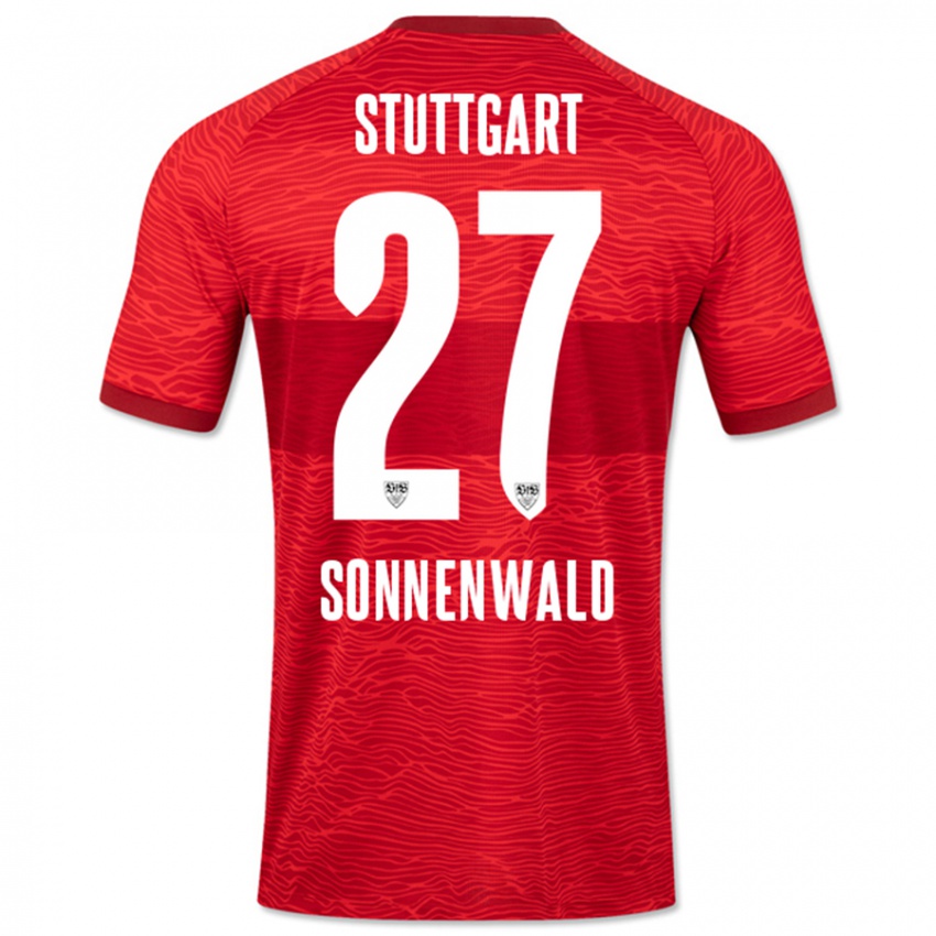 Dames Lukas Sonnenwald #27 Rood Uitshirt Uittenue 2023/24 T-Shirt België