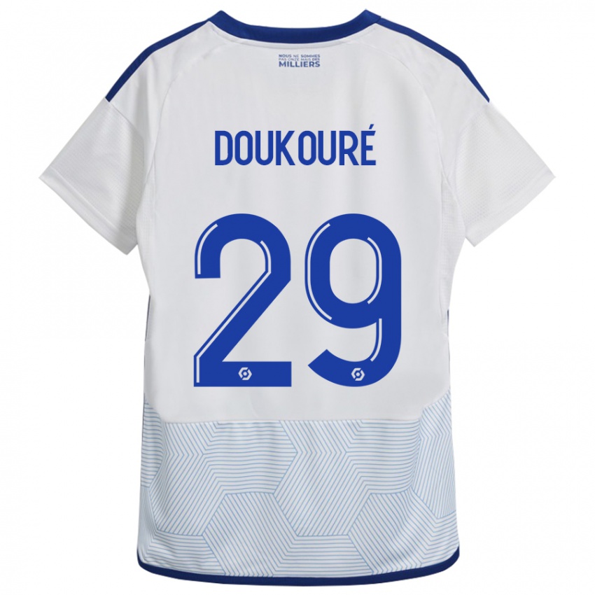 Dames Ismaël Doukouré #29 Wit Uitshirt Uittenue 2023/24 T-Shirt België