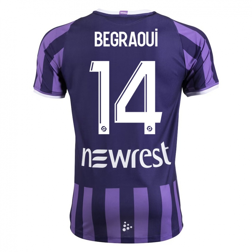 Dames Yanis Begraoui #14 Paars Uitshirt Uittenue 2023/24 T-Shirt België