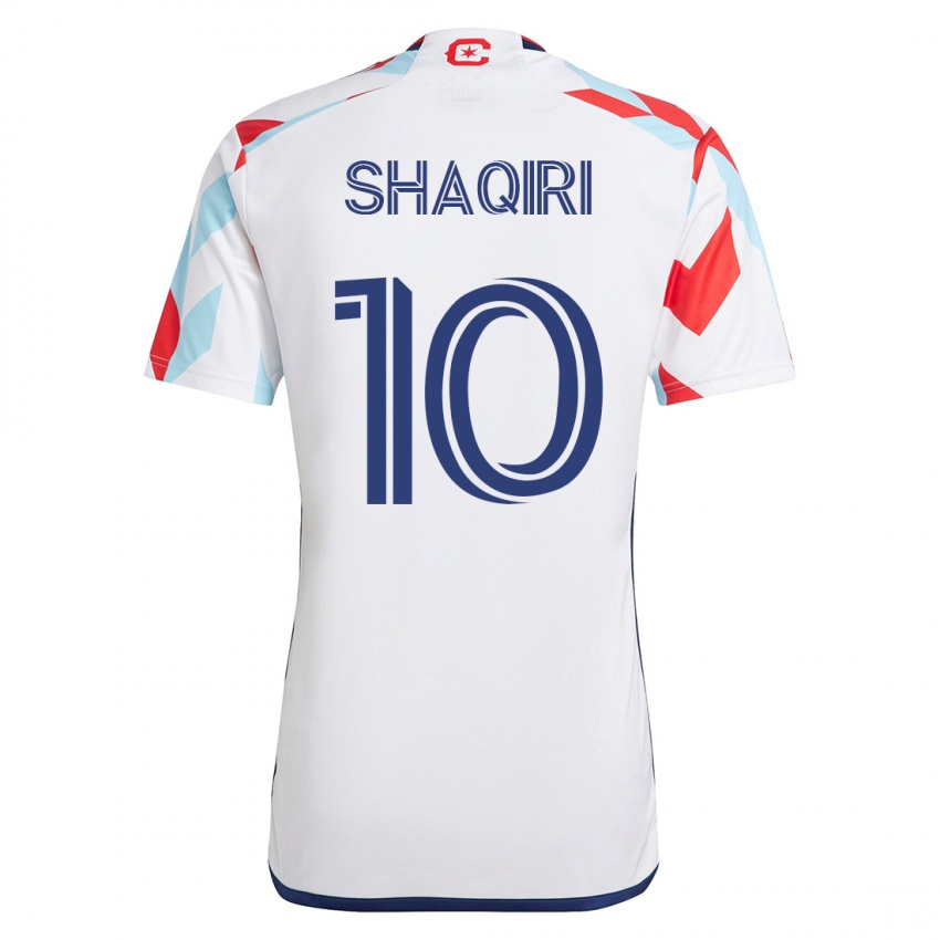 Dames Xherdan Shaqiri #10 Wit Blauw Uitshirt Uittenue 2023/24 T-Shirt België