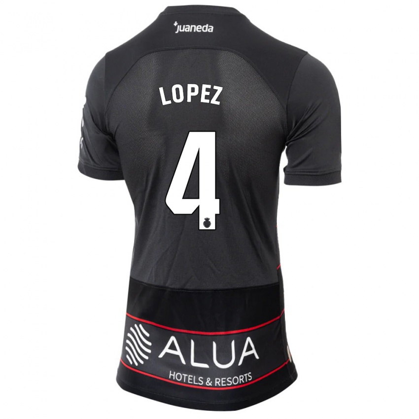 Dames David López #4 Zwart Uitshirt Uittenue 2023/24 T-Shirt België