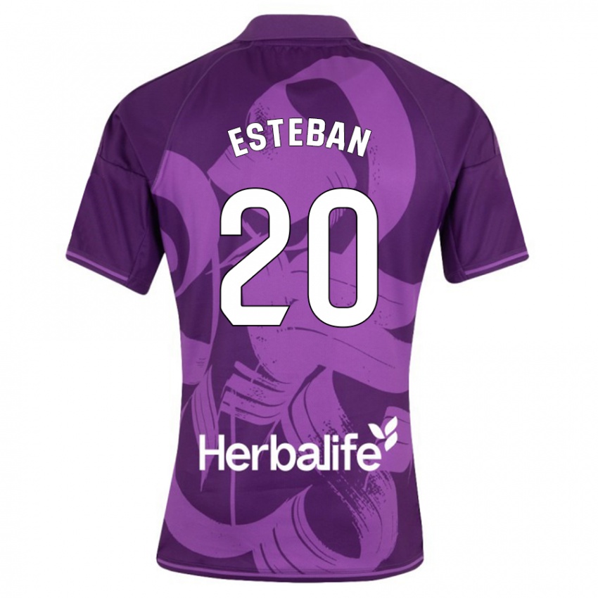 Damen Sergio Esteban #20 Violett Auswärtstrikot Trikot 2023/24 T-Shirt Belgien