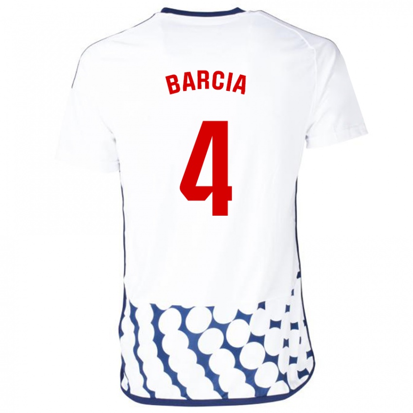 Dames Sergio Barcia #4 Wit Uitshirt Uittenue 2023/24 T-Shirt België