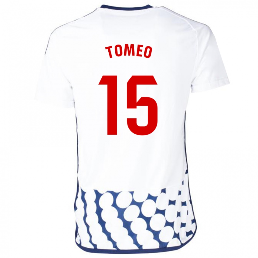 Dames Pablo Tomeo #15 Wit Uitshirt Uittenue 2023/24 T-Shirt België