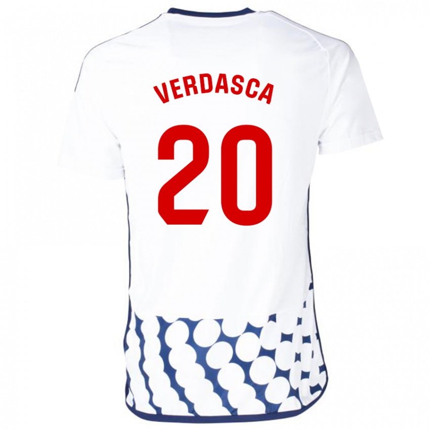 Dames Diogo Verdasca #20 Wit Uitshirt Uittenue 2023/24 T-Shirt België