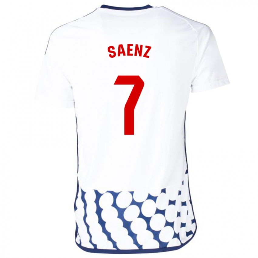 Dames Raúl Sáenz #7 Wit Uitshirt Uittenue 2023/24 T-Shirt België