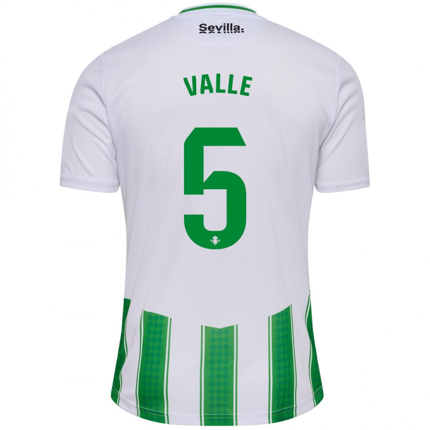 Enfant Maillot María Valle López #5 Blanc Tenues Domicile 2023/24 T-Shirt Belgique