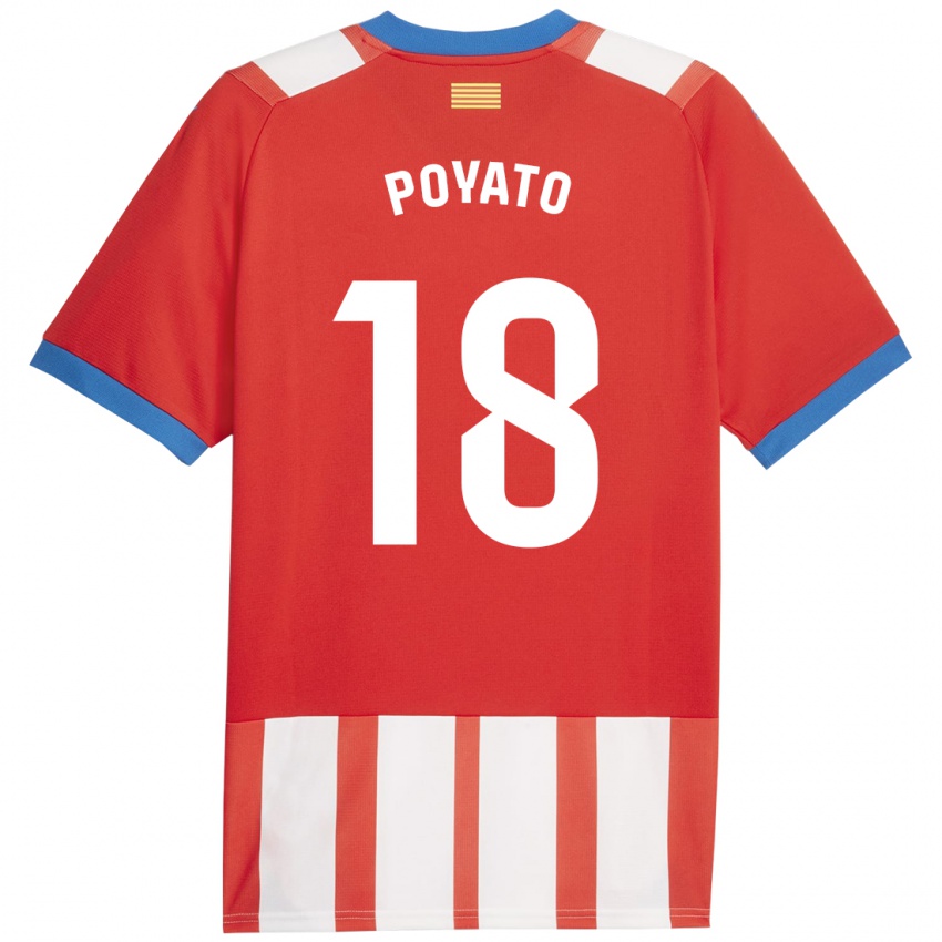 Kinderen Marina Poyato #18 Rood Wit Thuisshirt Thuistenue 2023/24 T-Shirt België