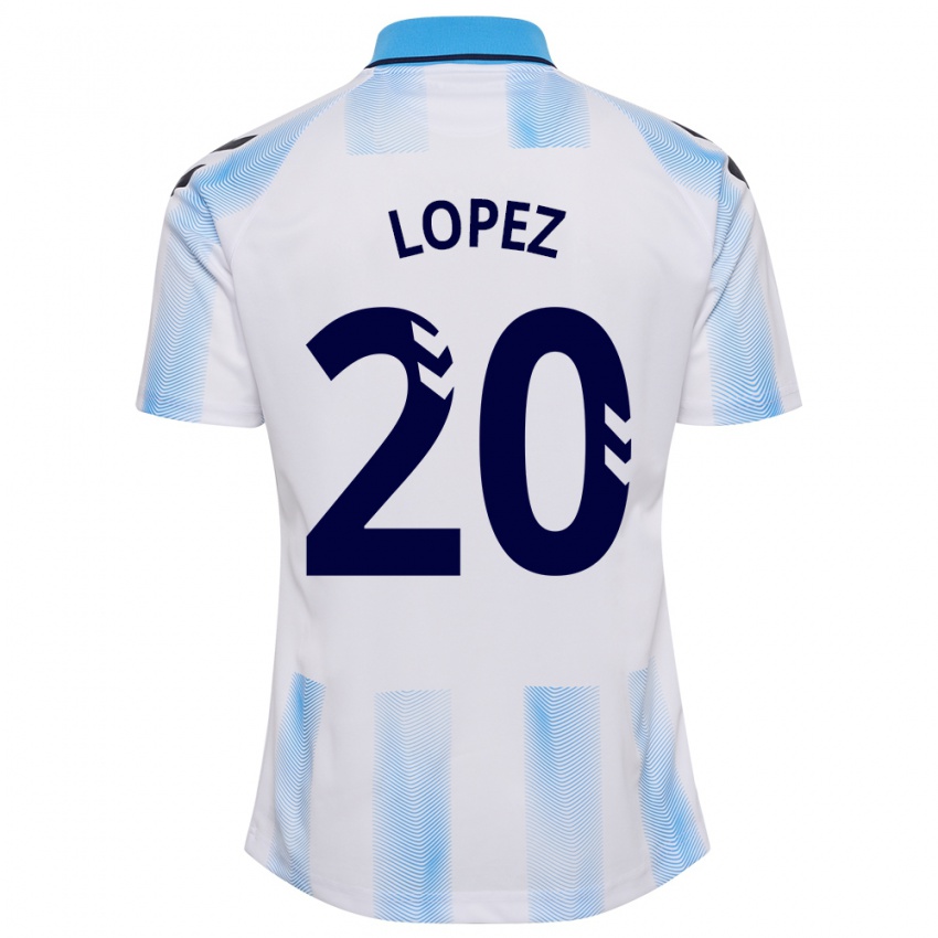 Kinderen Adri López #20 Wit Blauw Thuisshirt Thuistenue 2023/24 T-Shirt België