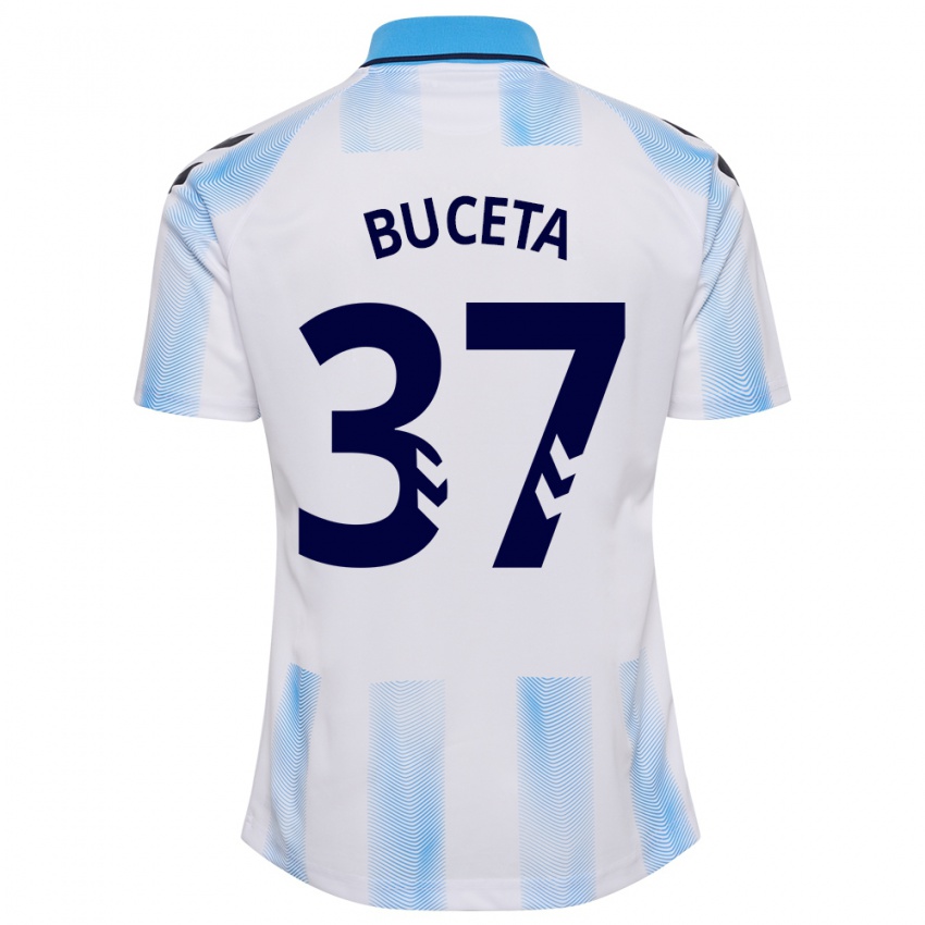 Kinderen Ana Buceta #37 Wit Blauw Thuisshirt Thuistenue 2023/24 T-Shirt België