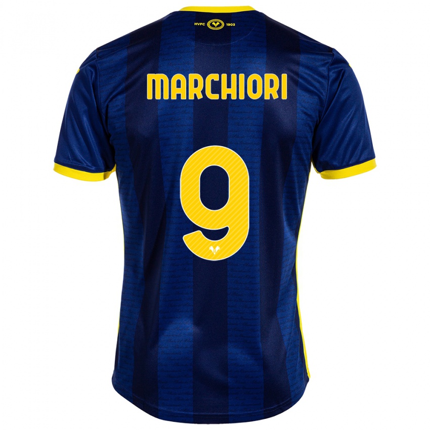 Kinderen Giorgia Marchiori #9 Marine Thuisshirt Thuistenue 2023/24 T-Shirt België