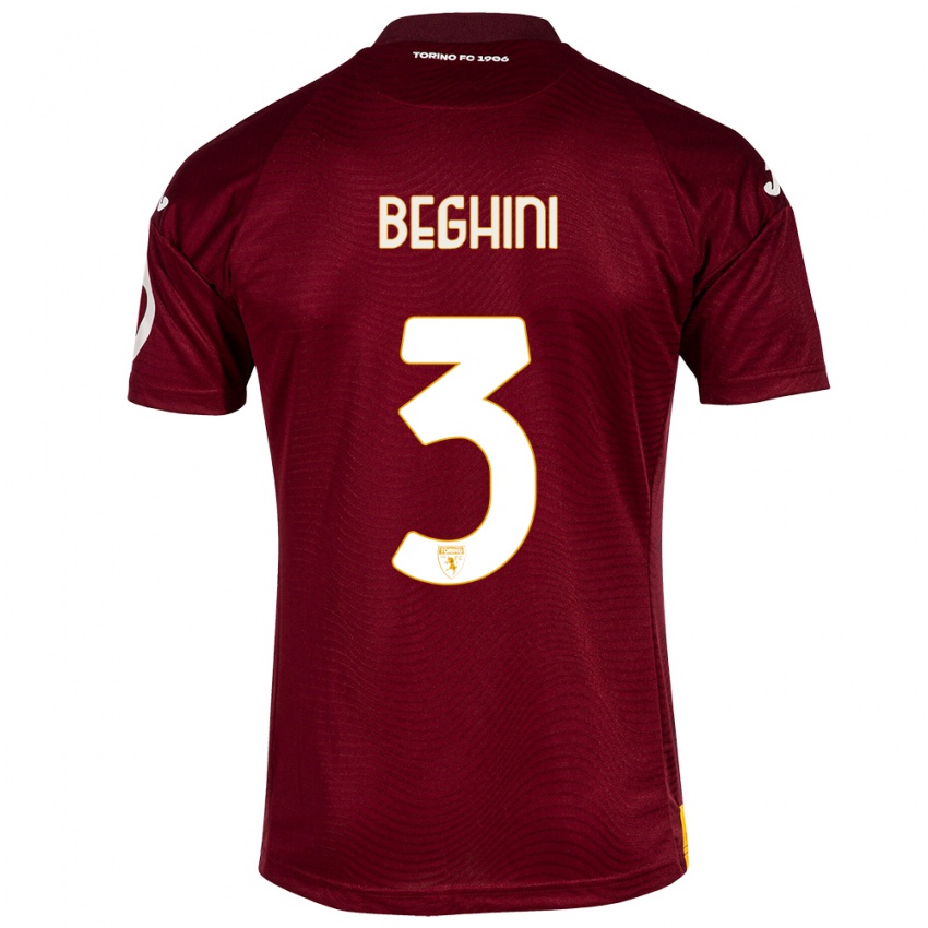 Kinderen Giulia Beghini #3 Donkerrood Thuisshirt Thuistenue 2023/24 T-Shirt België