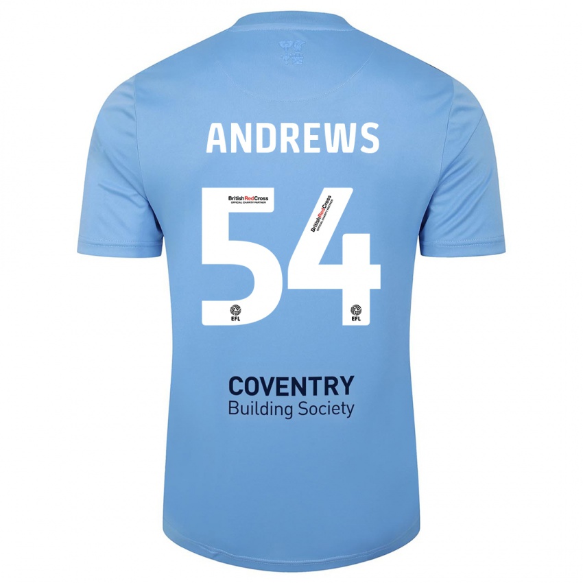 Kinderen Kai Andrews #54 Hemelsblauw Thuisshirt Thuistenue 2023/24 T-Shirt België