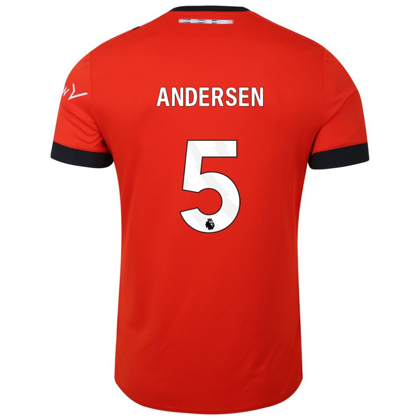 Enfant Maillot Mads Andersen #5 Rouge Tenues Domicile 2023/24 T-Shirt Belgique
