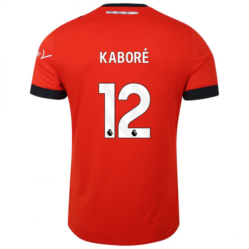Enfant Maillot Issa Kabore #12 Rouge Tenues Domicile 2023/24 T-Shirt Belgique