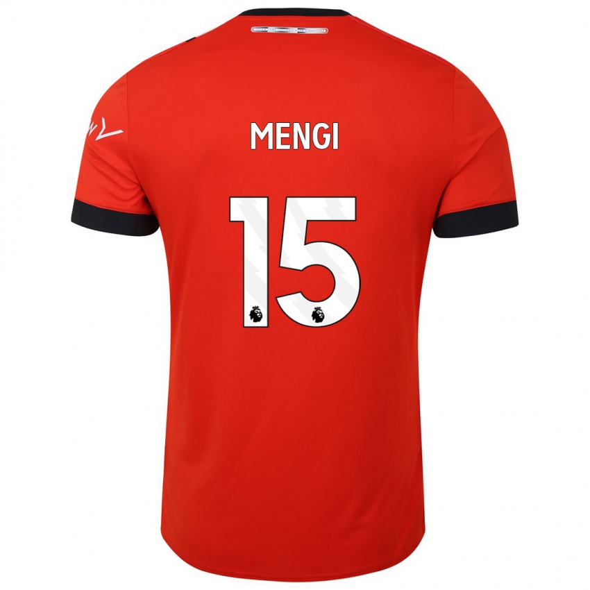 Enfant Maillot Teden Mengi #15 Rouge Tenues Domicile 2023/24 T-Shirt Belgique