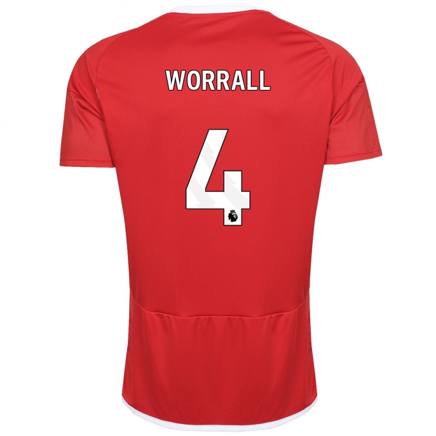 Kinderen Joe Worrall #4 Rood Thuisshirt Thuistenue 2023/24 T-Shirt België