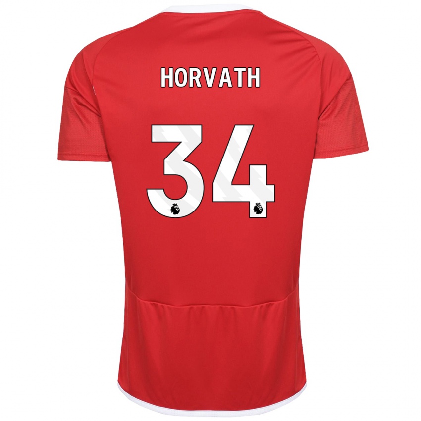 Enfant Maillot Ethan Horvath #34 Rouge Tenues Domicile 2023/24 T-Shirt Belgique