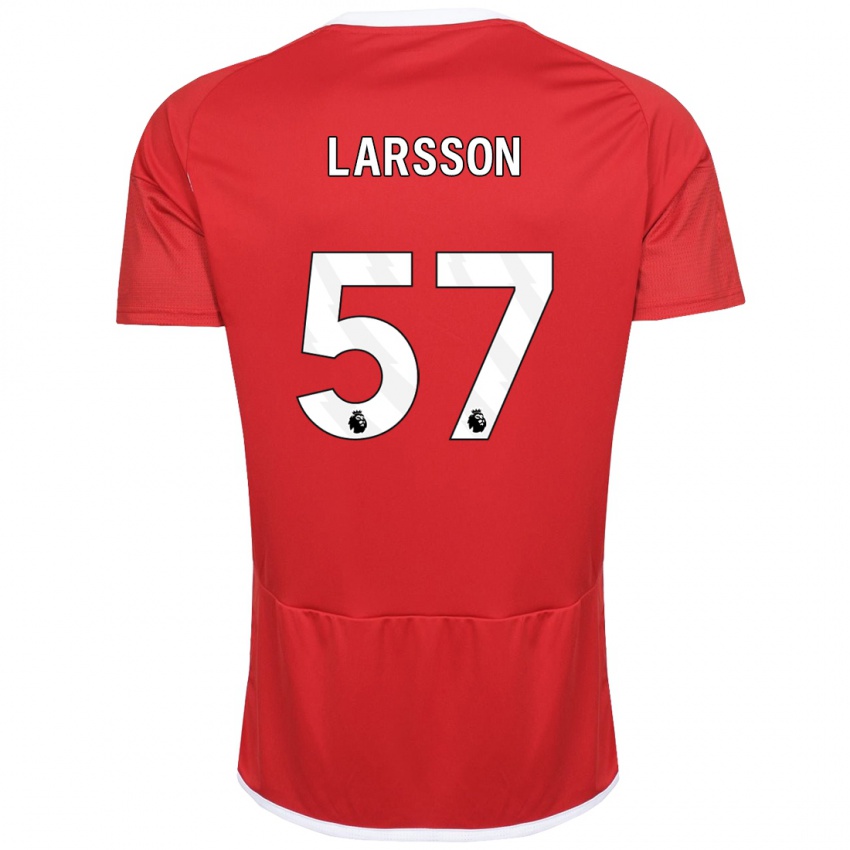 Enfant Maillot Julian Larsson #57 Rouge Tenues Domicile 2023/24 T-Shirt Belgique