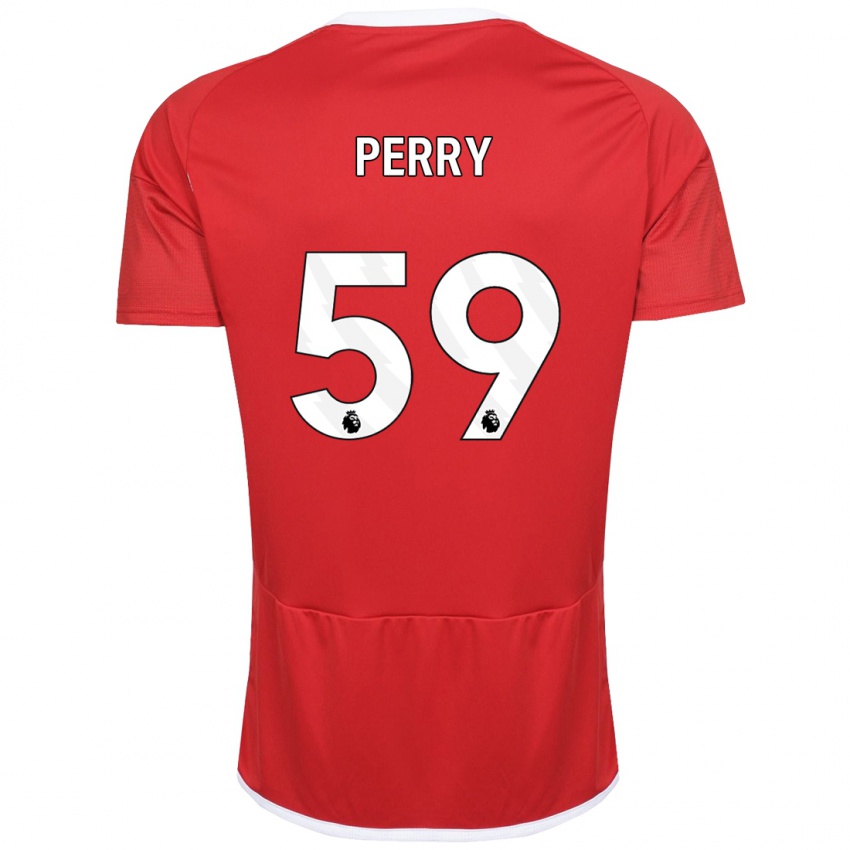 Enfant Maillot Ben Perry #59 Rouge Tenues Domicile 2023/24 T-Shirt Belgique