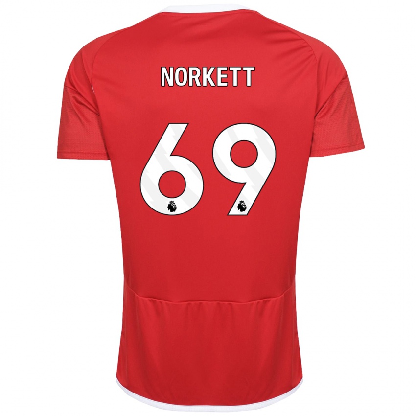 Enfant Maillot Manni Norkett #69 Rouge Tenues Domicile 2023/24 T-Shirt Belgique