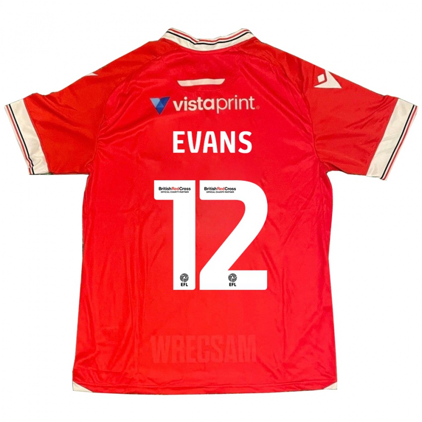 Kinderen George Evans #12 Rood Thuisshirt Thuistenue 2023/24 T-Shirt België