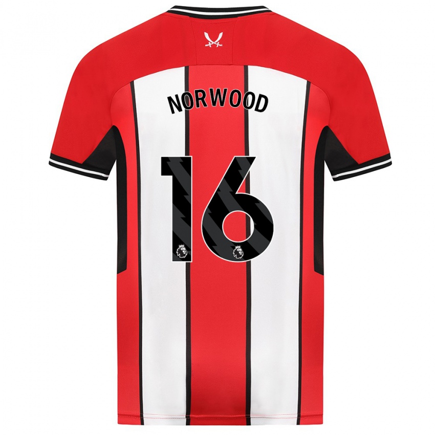 Kinderen Oliver Norwood #16 Rood Thuisshirt Thuistenue 2023/24 T-Shirt België