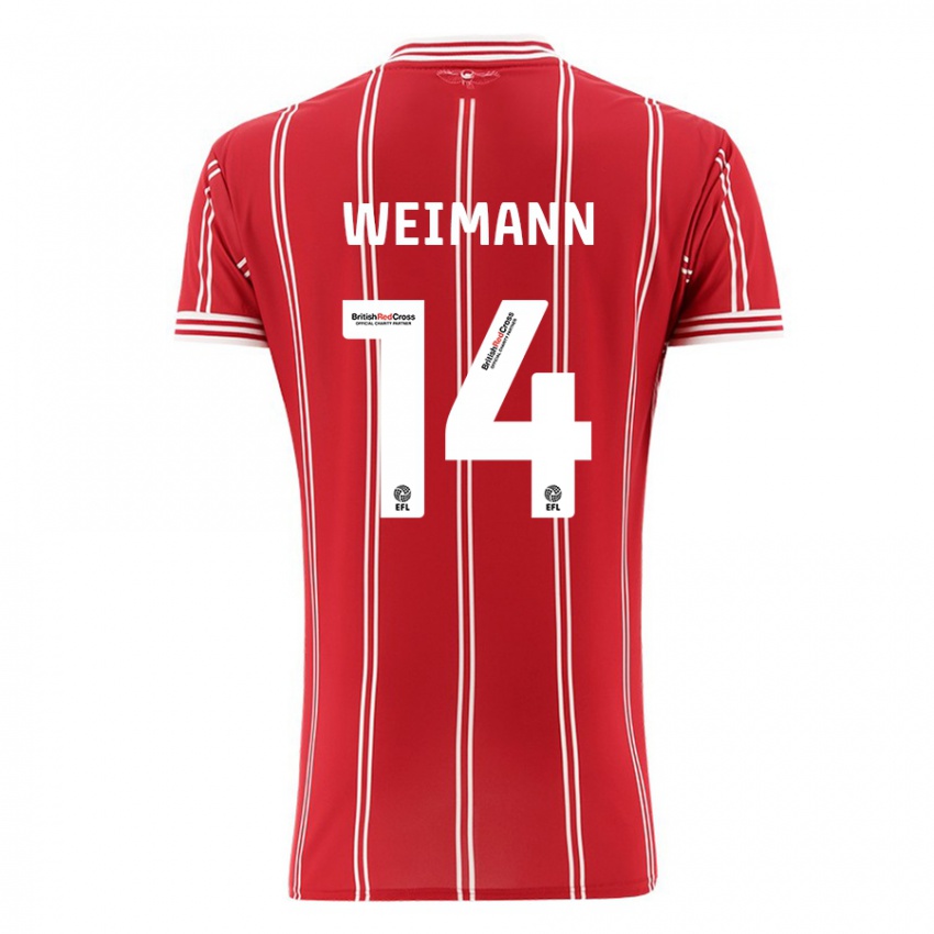 Kinder Andreas Weimann #14 Rot Heimtrikot Trikot 2023/24 T-Shirt Belgien