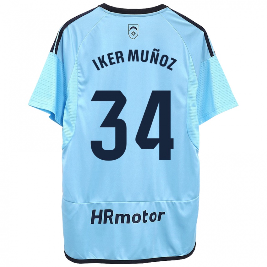 Kinderen Iker Muñoz #34 Blauw Uitshirt Uittenue 2023/24 T-Shirt België