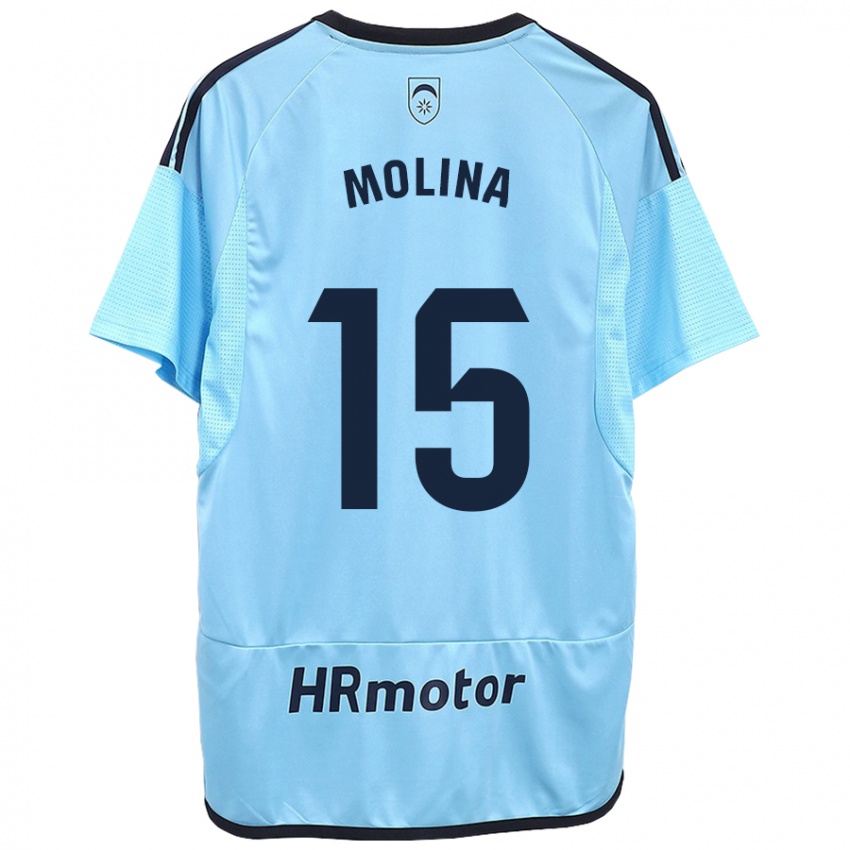 Kinderen Guillem Molina #15 Blauw Uitshirt Uittenue 2023/24 T-Shirt België