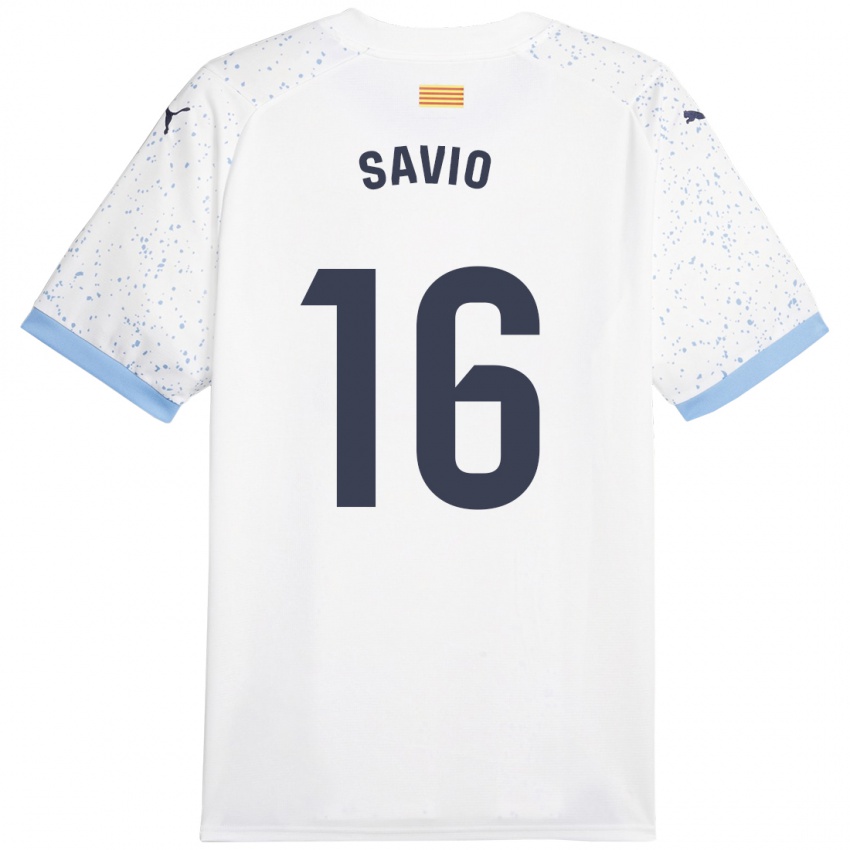 Kinderen Sávio #16 Wit Uitshirt Uittenue 2023/24 T-Shirt België