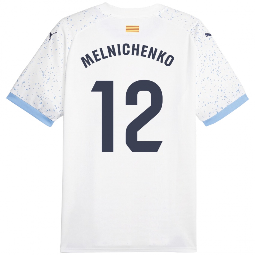 Kinderen Dmytro Melnichenko #12 Wit Uitshirt Uittenue 2023/24 T-Shirt België