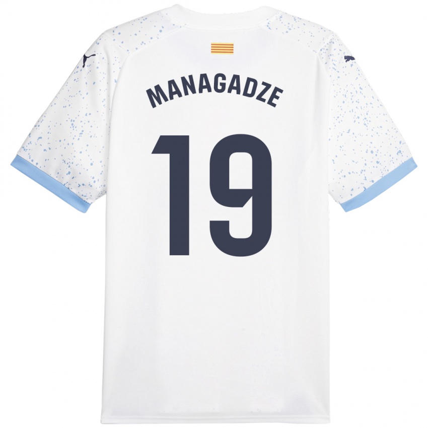 Kinderen Luka Managadze #19 Wit Uitshirt Uittenue 2023/24 T-Shirt België