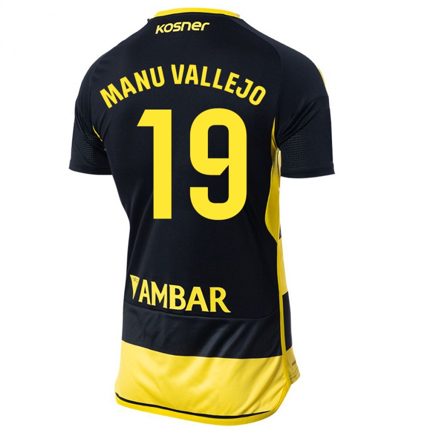 Kinderen Manu Vallejo #19 Zwart Geel Uitshirt Uittenue 2023/24 T-Shirt België