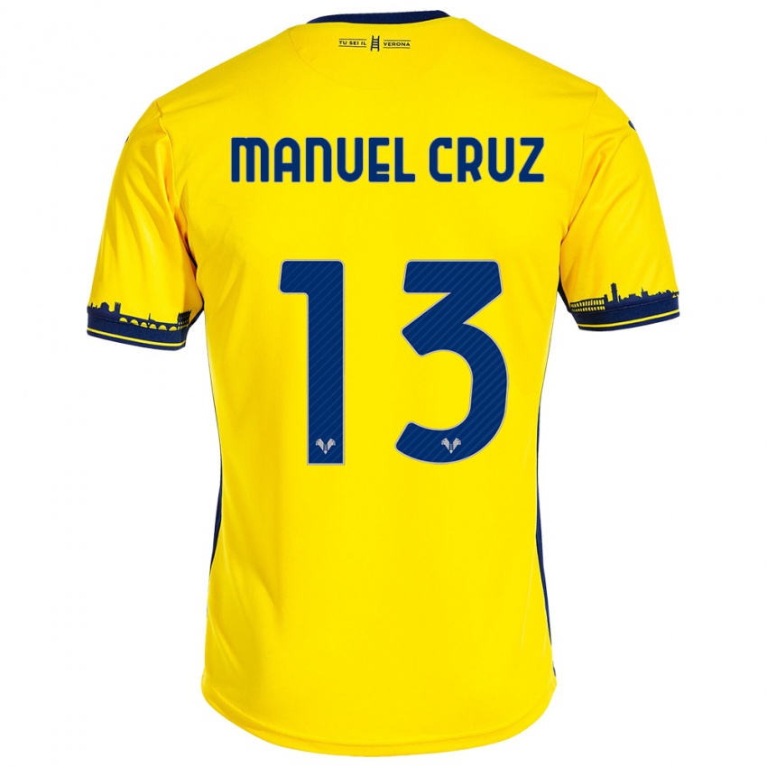 Kinderen Juan Manuel Cruz #13 Geel Uitshirt Uittenue 2023/24 T-Shirt België