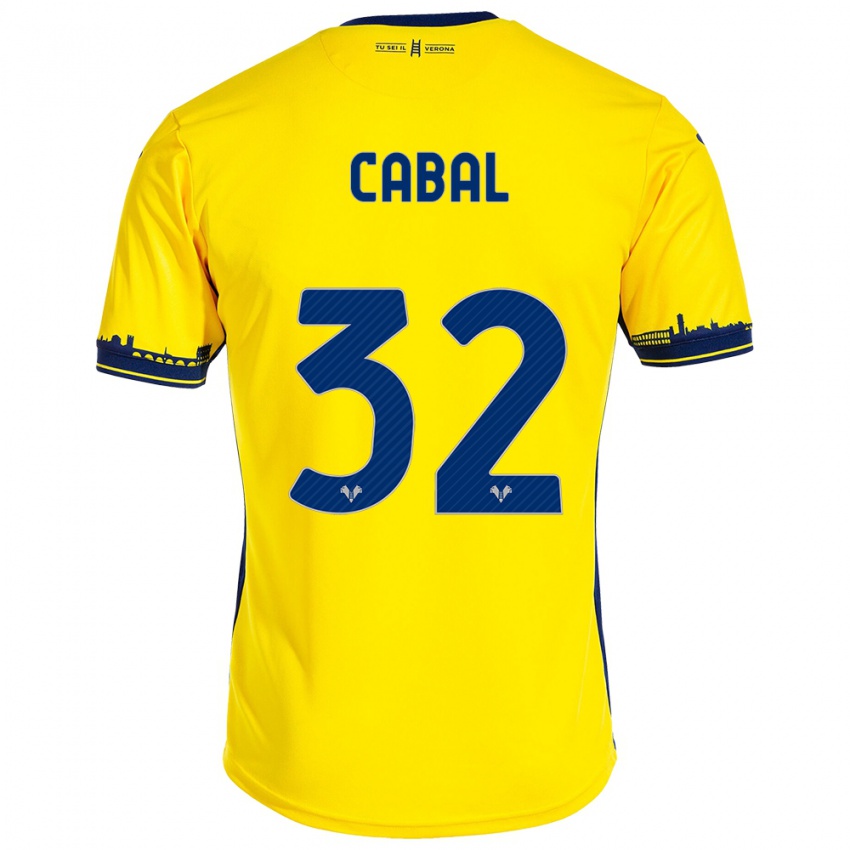 Kinderen Juan Cabal #32 Geel Uitshirt Uittenue 2023/24 T-Shirt België