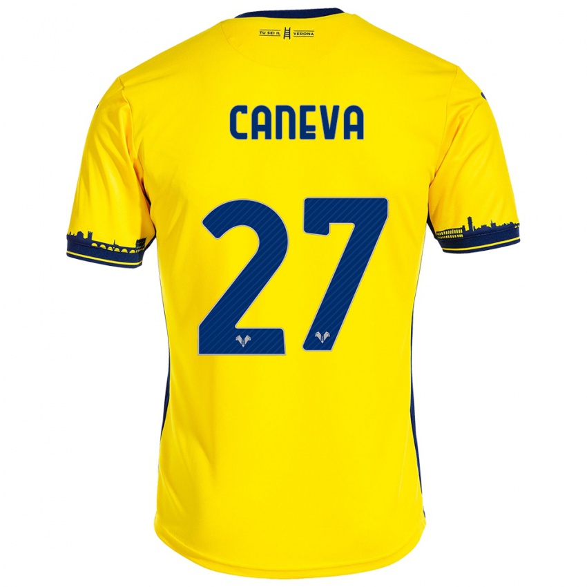 Kinderen Elia Caneva #27 Geel Uitshirt Uittenue 2023/24 T-Shirt België