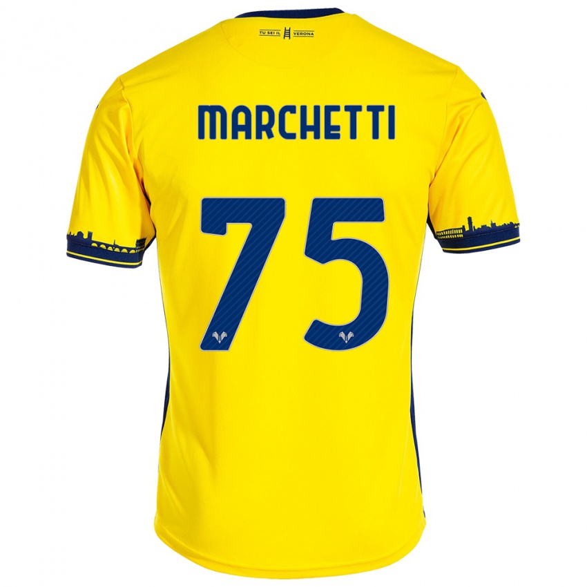 Kinderen Nicolò Marchetti #75 Geel Uitshirt Uittenue 2023/24 T-Shirt België