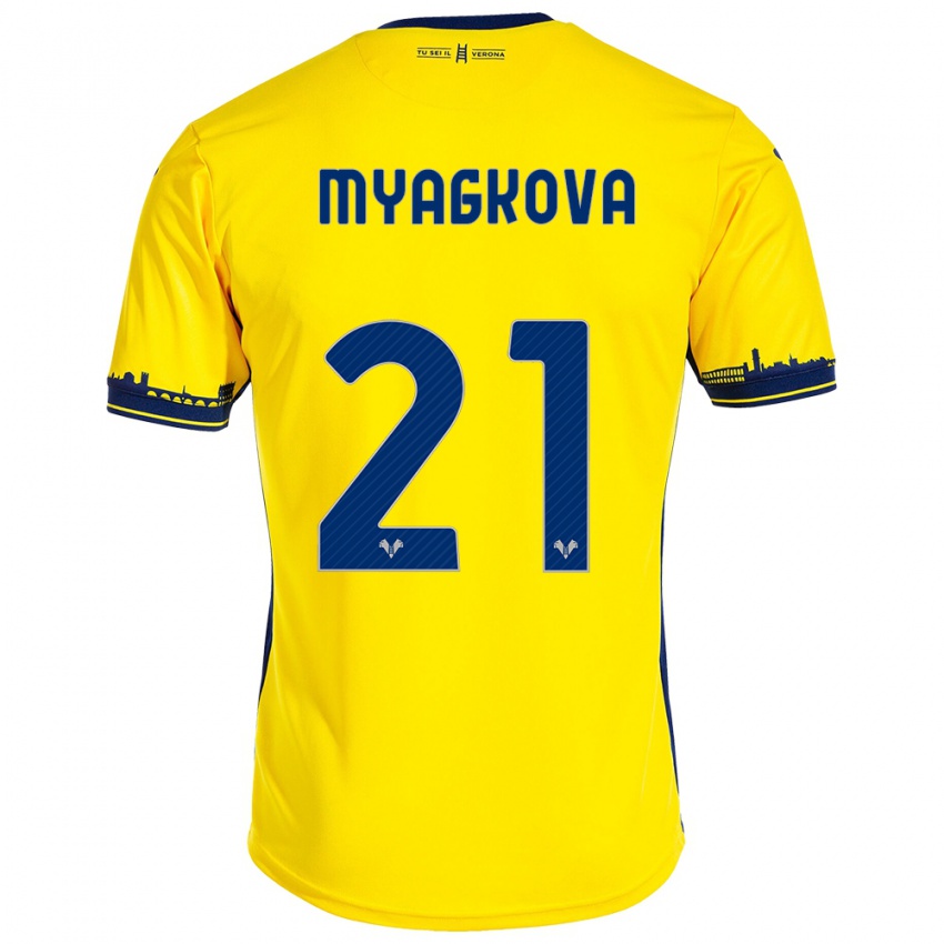 Kinderen Alina Myagkova #21 Geel Uitshirt Uittenue 2023/24 T-Shirt België