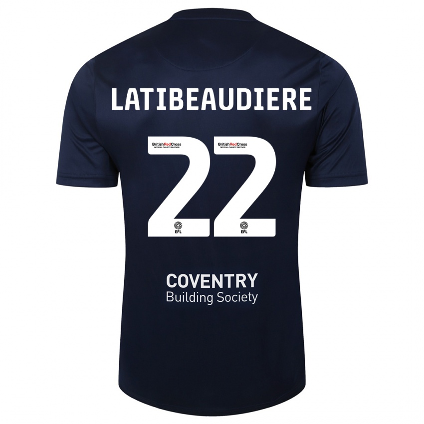 Kinderen Joel Latibeaudiere #22 Rode Marine Uitshirt Uittenue 2023/24 T-Shirt België